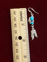 Load image into Gallery viewer, TURQUOISE EARRINGS WITH 2 FEATHERS - ANNIE SPENCER
