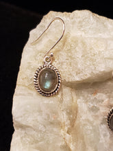 Load image into Gallery viewer, LABRADORITE SMALL OVAL EARRINGS
