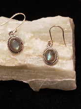 Load image into Gallery viewer, LABRADORITE SMALL OVAL EARRINGS