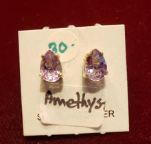 Load image into Gallery viewer, AMETHYST MINI POST EARRINGS - 5 mm x 7 mm TEARDROP