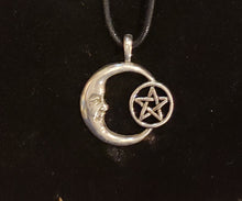 Load image into Gallery viewer, PEWTER NECKLACE - PENTACLE MOON