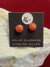 Load image into Gallery viewer, CORAL MINI POST STYLE EARRINGS
