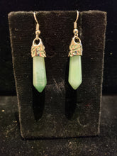 Load image into Gallery viewer, CRYSTAL POINT EARRINGS  - AVENTURINE