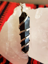 Load image into Gallery viewer, OBSIDIAN WRAPPED NECKLACE  - 24"CHAIN