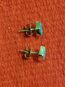BLUE OPAL MINI POST EARRINGS  - 7 MM X 5 MM