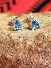 Load image into Gallery viewer, BLUE TOPAZ MINI POST EARRINGS - 4 x 6 TEARDROP