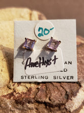 Load image into Gallery viewer, AMETHYST MINI POST EARRINGS - 4mm SQUARE