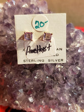 Load image into Gallery viewer, AMETHYST MINI POST EARRINGS - 4mm SQUARE