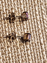 Load image into Gallery viewer, AMETHYST MINI POST EARRINGS - 4mm SQUARE