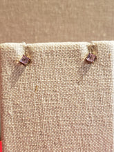 Load image into Gallery viewer, AMETHYST MINI POST EARRINGS - 4mm SQUARE