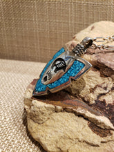 Load image into Gallery viewer, LARGE TURQUOISE CHIP INLAY ARROWHEAD FEATURING BEAR
