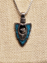 Load image into Gallery viewer, TURQUOISE CHIP INLAY ARROWHEAD PENDANT- SMALL - Wolf, Eagle or Bear
