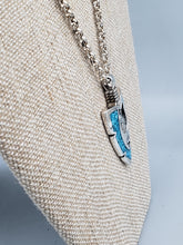 Load image into Gallery viewer, LARGE TURQUOISE CHIP INLAY ARROWHEAD PENDANT FEATURING WOLF