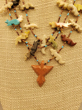 Load image into Gallery viewer, HANDCARVED NAVAJO EAGLE FETISH NECKLACE - 3 STRAND