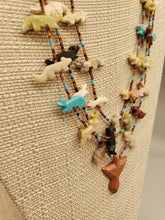 Load image into Gallery viewer, HANDCARVED NAVAJO EAGLE FETISH NECKLACE - 3 STRAND