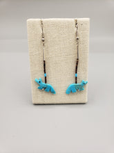 Load image into Gallery viewer, TURQUOISE FETISH WOLF EARRINGS - NAVAJO - RUNNING BEAR