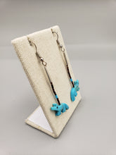Load image into Gallery viewer, TURQUOISE FETISH WOLF EARRINGS - NAVAJO - RUNNING BEAR