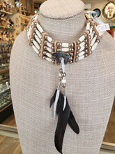 Load image into Gallery viewer, 5 STRAND WHITE BONE & ABALONE CHOKER