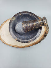 Load image into Gallery viewer, FLORAL CARVED SOAPSTONE MORTAR &amp; PESTLE
