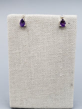 Load image into Gallery viewer, AMETHYST MINI POST EARRINGS - 5 mm x 7 mm TEARDROP