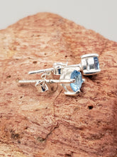 Load image into Gallery viewer, BLUE TOPAZ MINI POST EARRINGS - 4MM ROUND
