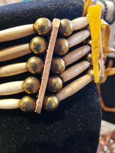 Load image into Gallery viewer, 5 STRAND AMBER HORN & ABALONE CHOKER