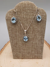 Load image into Gallery viewer, BLUE TOPAZ NECKLACE & EARRINGS SET - OVAL
