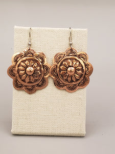 COPPER ROUND CONCHO EARRINGS - LAURA WILLIE