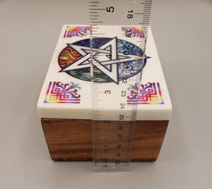 WOODEN BOX WITH MARBLE LID - PENTACLE