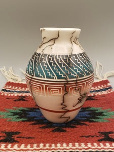 COLORED HORSEHAIR ETCHED POTTERY - RONALD SMITH