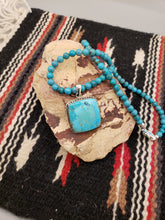 Load image into Gallery viewer, TURQUOISE SQUARE PENDANT ON 6MM BEADS - KINGMAN