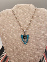 Load image into Gallery viewer, LARGE TURQUOISE CHIP INLAY ARROWHEAD PENDANT FEATURING EAGLE