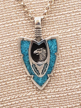 Load image into Gallery viewer, LARGE TURQUOISE CHIP INLAY ARROWHEAD PENDANT FEATURING EAGLE