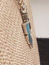 Load image into Gallery viewer, LARGE TURQUOISE CHIP INLAY ARROWHEAD PENDANT FEATURING EAGLE