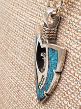 Load image into Gallery viewer, LARGE TURQUOISE CHIP INLAY ARROWHEAD PENDANT FEATURING EAGLE