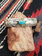 Load image into Gallery viewer, Turquoise Sterling Silver & 12KGF HORSE CUFF BRACELET - GENEVIEVE JONES