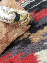 Load image into Gallery viewer, Turquoise Sterling Silver & 12KGF HORSE CUFF BRACELET - GENEVIEVE JONES