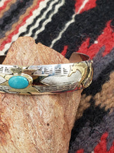 Load image into Gallery viewer, Turquoise Sterling Silver & 12KGF HORSE CUFF BRACELET - GENEVIEVE JONES