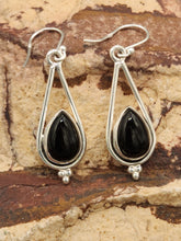 Load image into Gallery viewer, ONYX TEARDROP EARRINGS