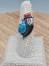 Load image into Gallery viewer, TURQUOISE  &amp; CORAL RING - SIZE 6.75
