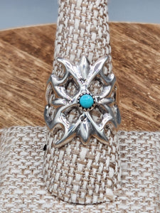 SANDCAST TURQUOISE RING - SIZE 9 - LEE BEGAY