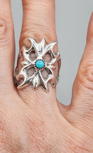 SANDCAST TURQUOISE RING - SIZE 9 - LEE BEGAY