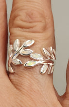 Load image into Gallery viewer, BLUE OR WHITE OPAL INLAY LEAF CLUSTER RING
