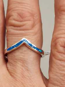 BLUE OR WHITE OPAL INLAY RING