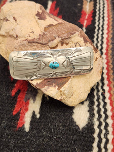 TURQUOISE STERLING SILVER HAIR BARRETTE - SALLY ARVISO