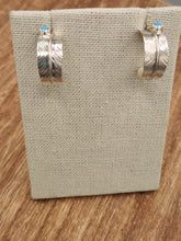 Load image into Gallery viewer, STERLING SILVER FEATHER HOOP EARRINGS w/TURQUOISE - AARON DAVIS
