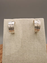 Load image into Gallery viewer, STERLING SILVER FEATHER HOOP EARRINGS w/TURQUOISE - AARON DAVIS
