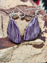 Load image into Gallery viewer, CHAROITE EARRINGS - GEOMETRIC