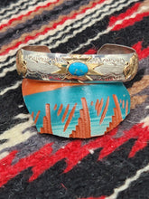 Load image into Gallery viewer, TURQUOISE BUFFALO STERLING/12KGF BRACELET- GENEVIEVE JONES