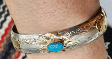 Load image into Gallery viewer, TURQUOISE BUFFALO STERLING/12KGF BRACELET- GENEVIEVE JONES